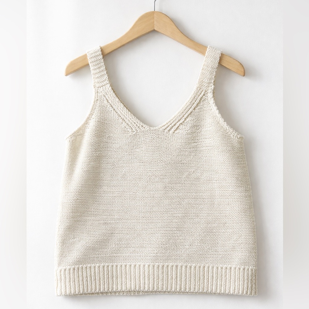 Madewell Knit Tank Top XS Cream Cotton Blend Textured Sleeveless